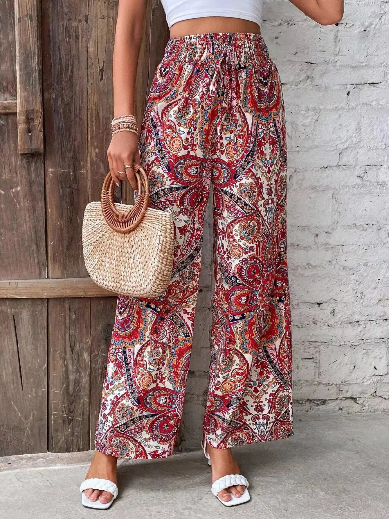 Olivia™ - Vintage Printed Wide-leg Pants