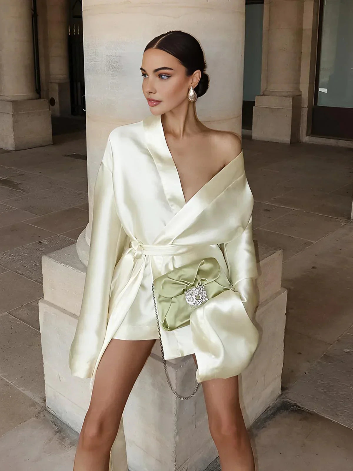 Valencia Draped Satin Mini Dress