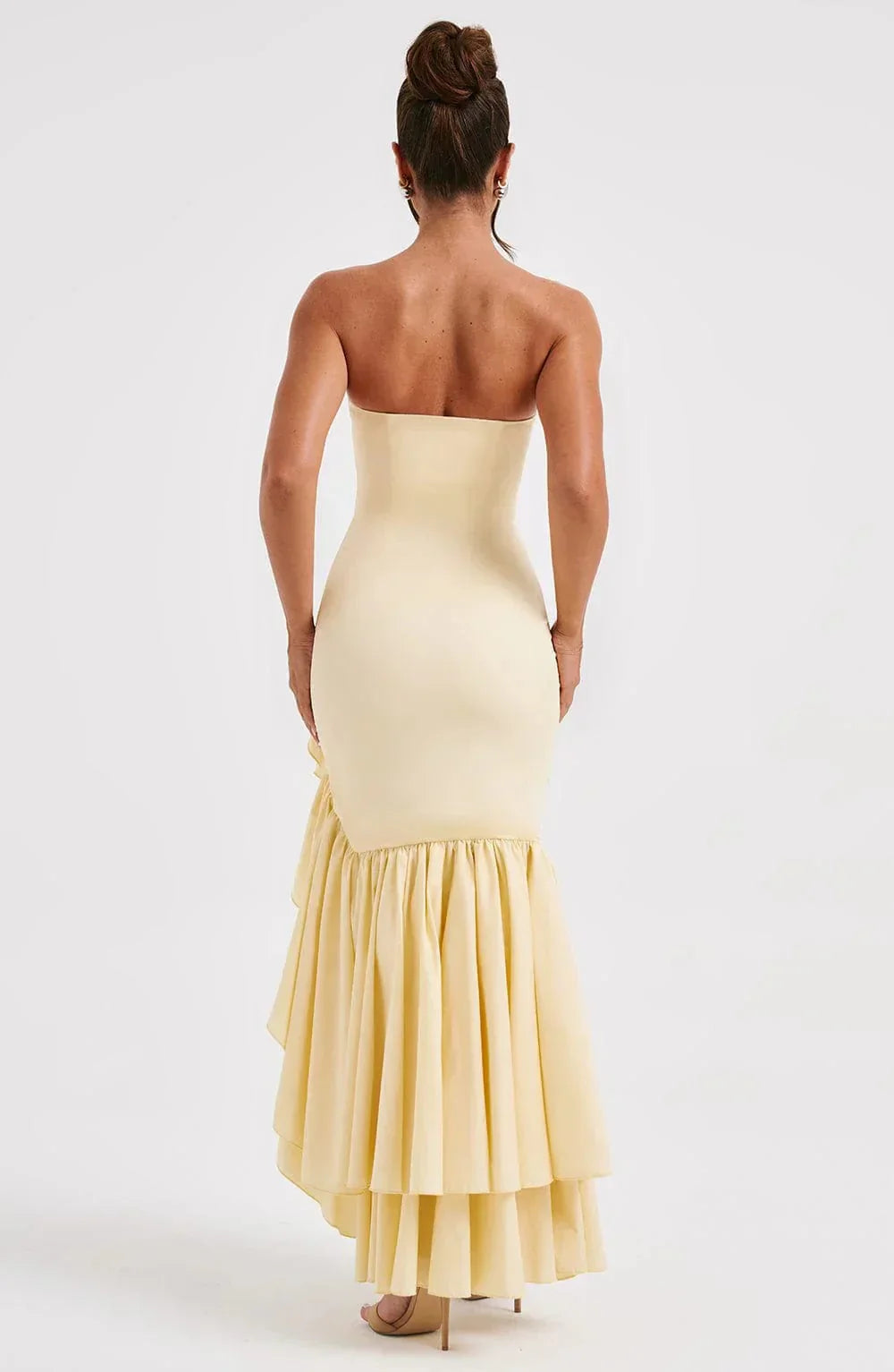 Stacey | Long Sleeveless Dress with Slit and Ruffles