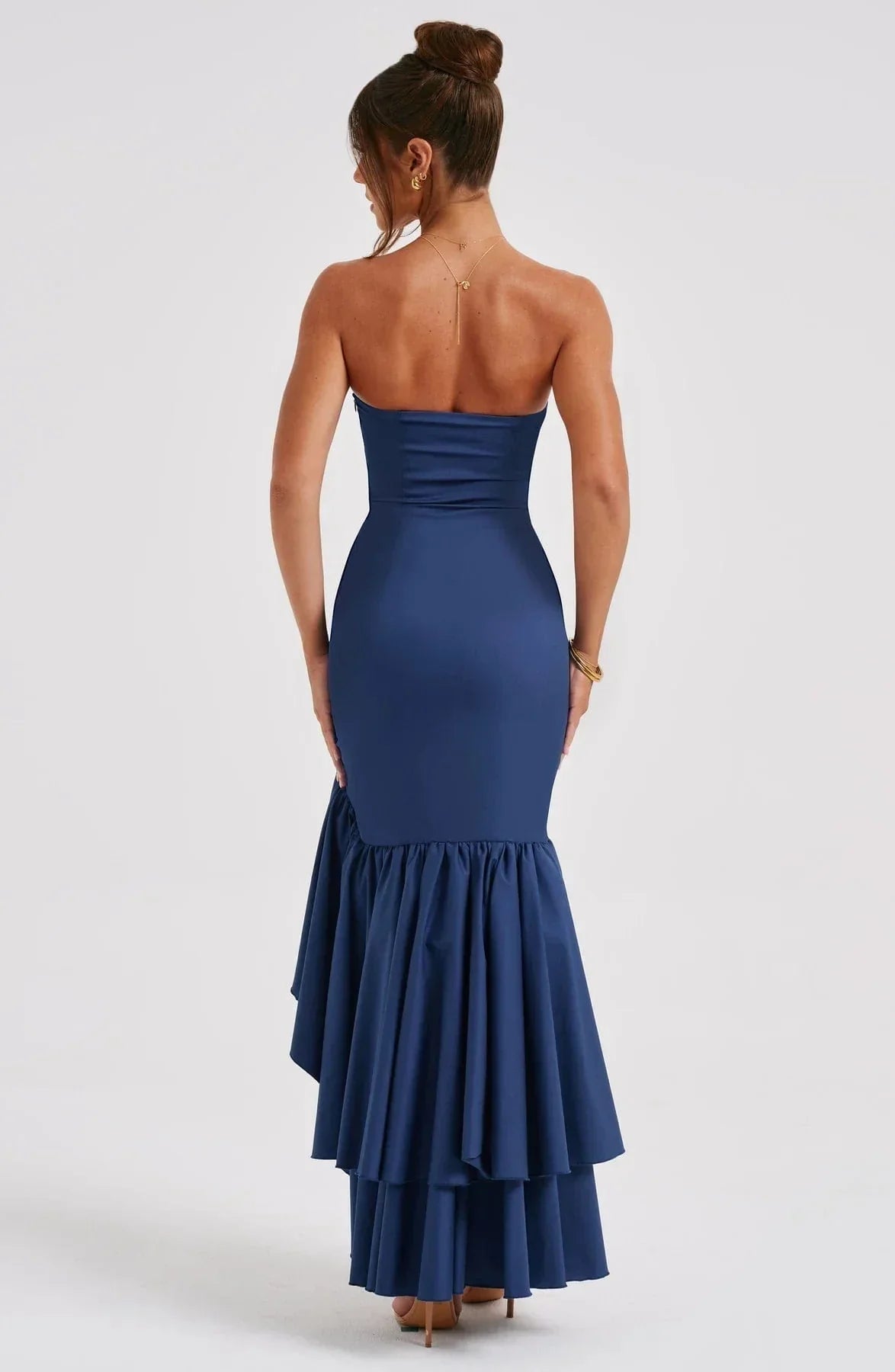 Stacey | Long Sleeveless Dress with Slit and Ruffles
