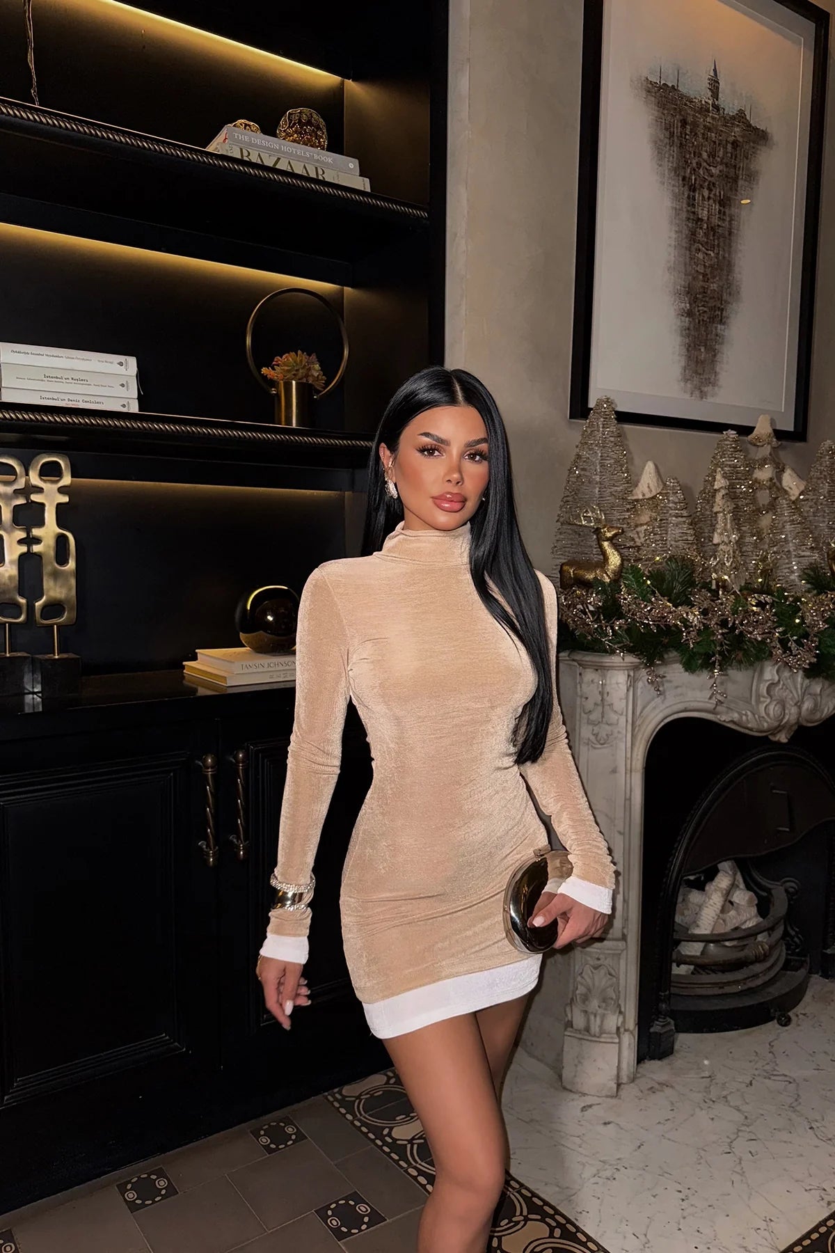 Cream Long Sleeve Dress